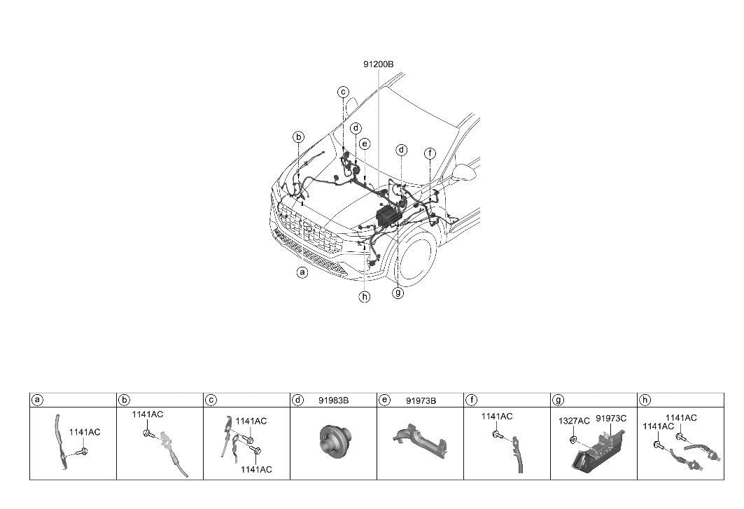 Hyundai 91200-GA101 WIRING ASSY-FRT