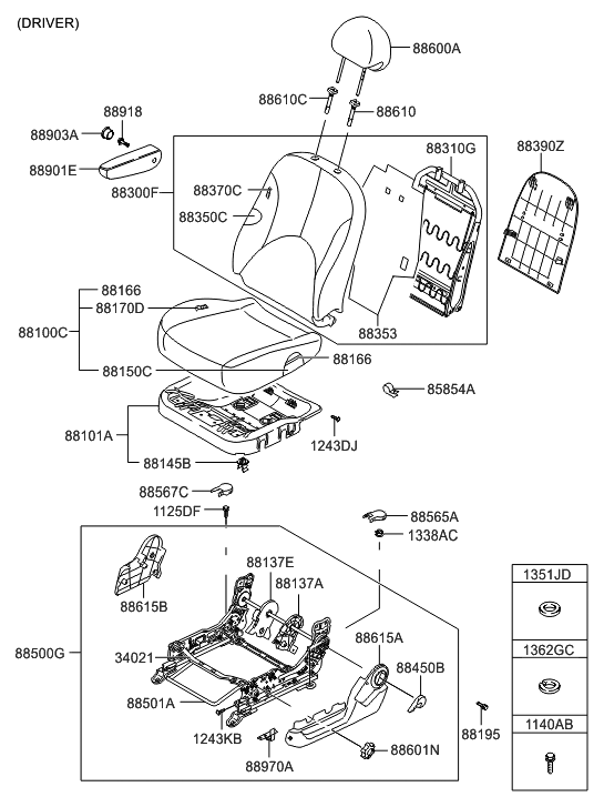 Hyundai 88110-1G000 Frame Assembly-Front Seat Cushion