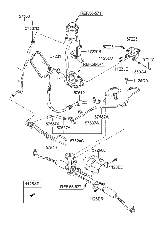 Hyundai 57520-1E001 Tube & Hose Assembly-Return