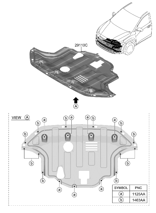 Hyundai 29110-I3000 PANEL ASSY-UNDER COVER