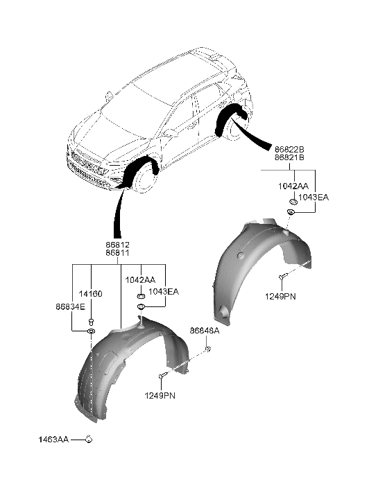 Hyundai 86812-I3000 GUARD ASSY-FRONT WHEEL,RH