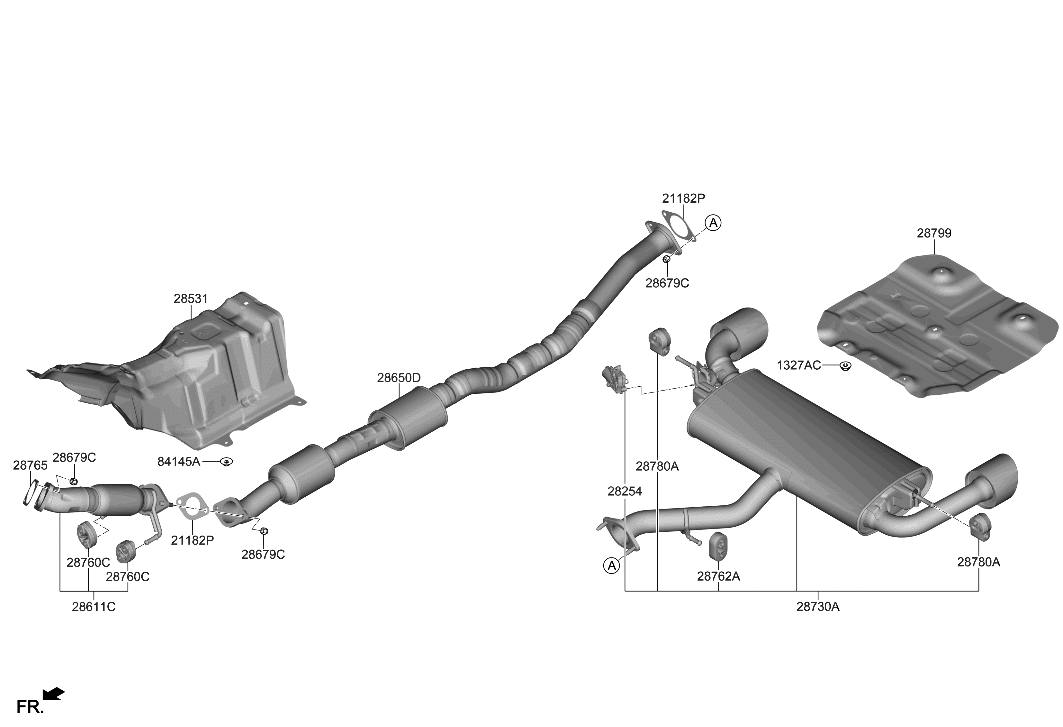 Hyundai 28610-I3200 MUFFLER ASSY-FRONT