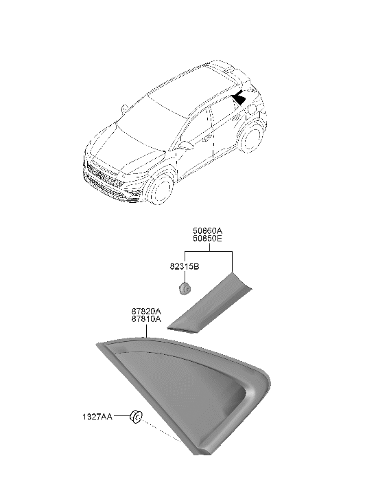 Hyundai 87850-I3000 GARNISH ASSY-C.PILLAR,LH