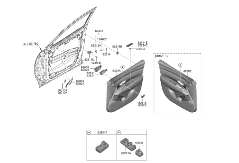 2022 Hyundai Santa Cruz Front Door Trim Diagram