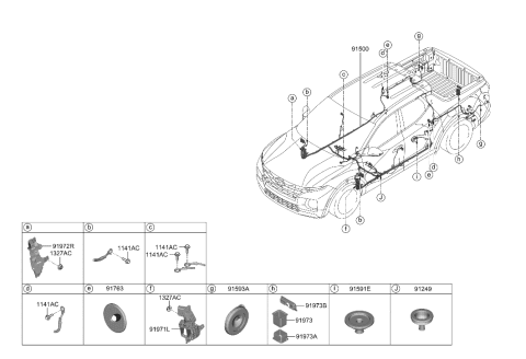 2023 Hyundai Santa Cruz WIRING ASSY-FLOOR Diagram for 91500-K5801