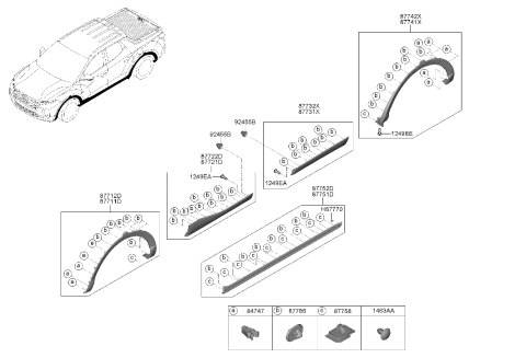 2022 Hyundai Santa Cruz MOULDING ASSY-SIDE SILL,LH Diagram for 87751-K5000-CA
