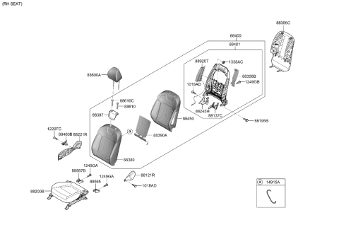 2022 Hyundai Sonata Hybrid COVERING ASSY-FR BACK,RH Diagram for 88460-CW020-WDG