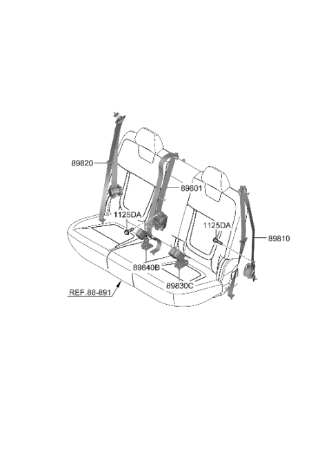 2023 Hyundai Sonata Hybrid S/BELT ASSY-RR,LH Diagram for 89810-K5000-NNB