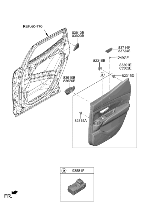 2023 Hyundai Sonata Hybrid HANDLE ASSY-REAR DOOR INSIDE,L Diagram for 83610-K5000-LS5