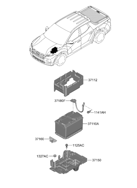 2022 Hyundai Sonata Hybrid TRAY ASSY-BATTERY Diagram for 37150-K5000