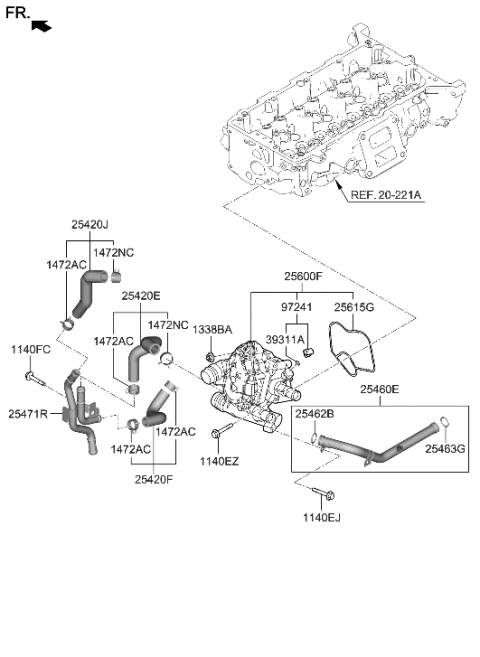 2023 Hyundai Sonata Coolant Pipe & Hose Diagram 1