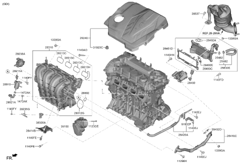 2006 Hyundai Accent COVER ASSY-ENGINE Diagram for 29240-2S300