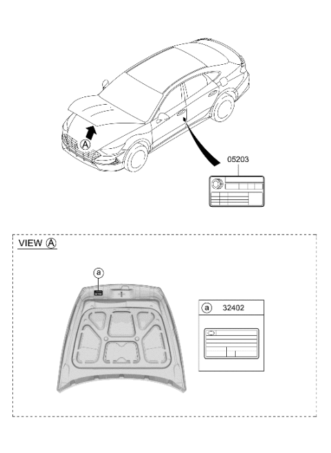2023 Hyundai Sonata LABEL-TIRE PRESSURE Diagram for 05203-L1570