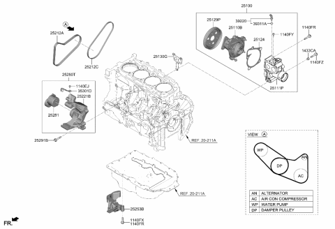 2023 Hyundai Sonata Pump Assembly-Coolant Diagram for 25100-2S000