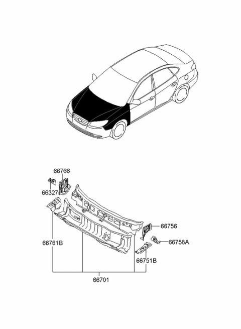 2010 Hyundai Elantra Cowl Panel Diagram