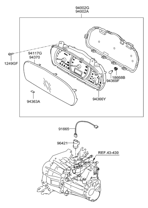 2010 Hyundai Elantra Cluster Assembly-Instrument(Mph) Diagram for 94001-2H020