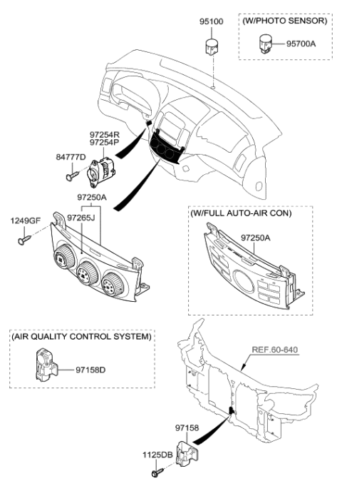 2009 Hyundai Elantra Panel-Heater Control Diagram for 97265-2H000-S4