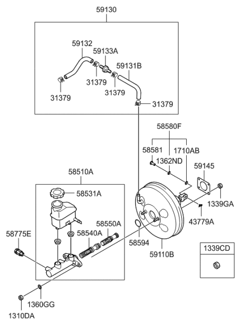 2006 Hyundai Elantra Booster Assembly-Brake Diagram for 59110-2H300