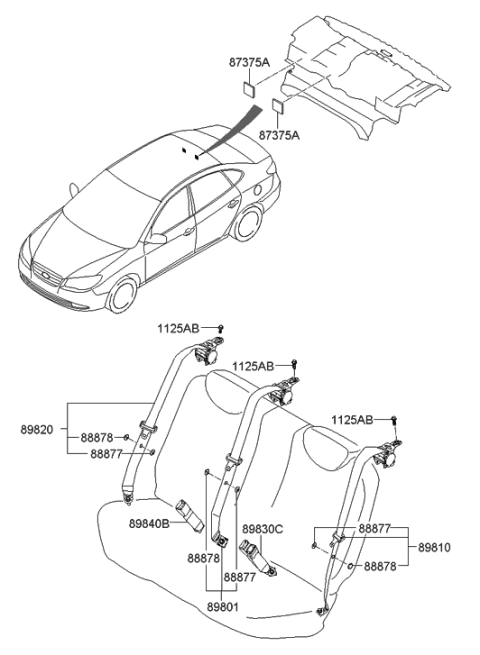 2009 Hyundai Elantra Rear Seat Belt Diagram