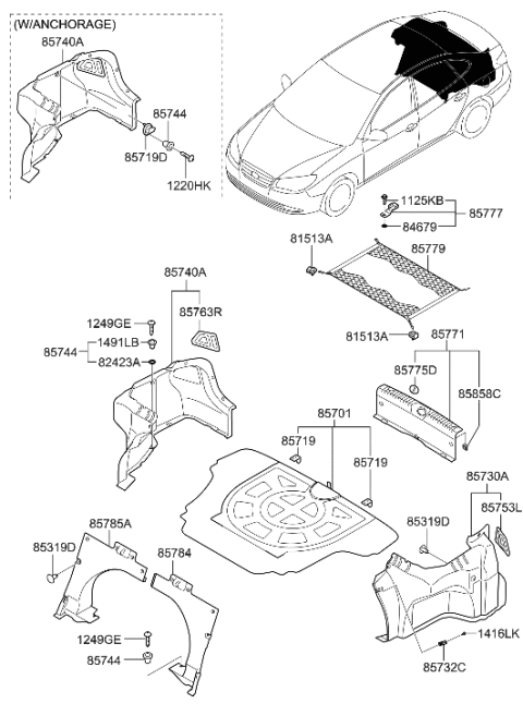 2007 Hyundai Elantra Luggage Compartment Diagram
