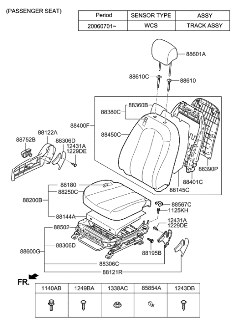 2008 Hyundai Elantra Cushion Assembly-Front Seat,Passenger Diagram for 88200-2H010-TAY