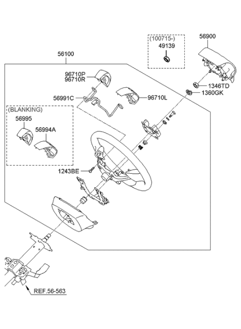 2009 Hyundai Elantra Steering Remote Control Switch Assembly, Left Diagram for 96700-2H200-S4