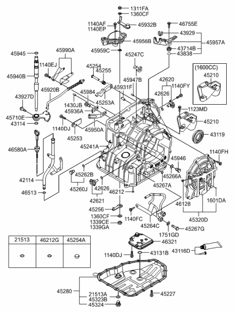 2006 Hyundai Elantra Pan Assembly-Automatic Transaxle Oil Diagram for 45280-23001
