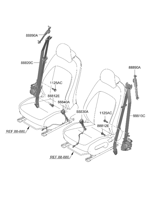 2023 Hyundai Ioniq 6 Front Seat Belt Diagram