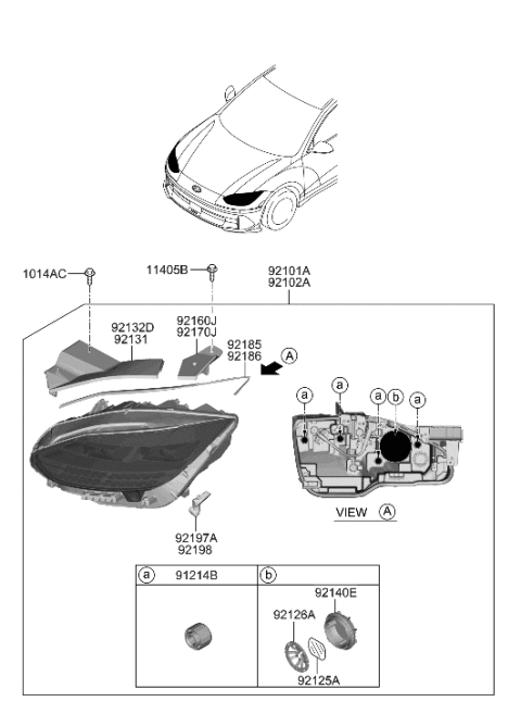 1992 Hyundai Elantra STRIP-HEADLAMP,RH Diagram for 92182-KL000