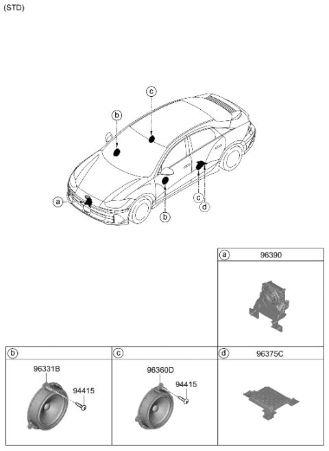 2023 Hyundai Ioniq 6 CONTROL UNIT ASSY-VESS Diagram for 96390-KL200