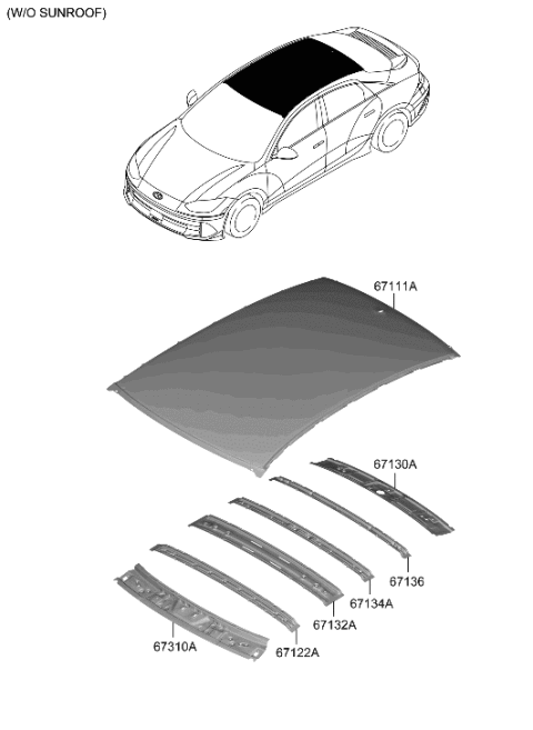 2023 Hyundai Ioniq 6 RAIL ASSY-ROOF RR Diagram for 67131-KL000