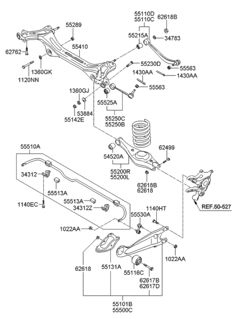 2007 Hyundai Entourage Rear Suspension Control Diagram