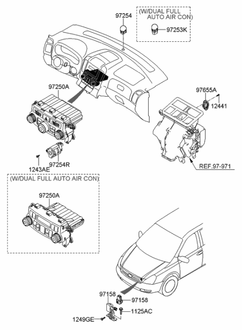 2007 Hyundai Entourage Heater Control Assembly Diagram for 97250-4D001-VA