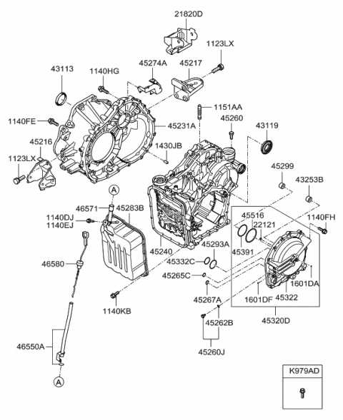 2006 Hyundai Entourage Auto Transmission Case Diagram 1