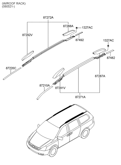 2008 Hyundai Entourage Roof Garnish & Rear Spoiler Diagram 3