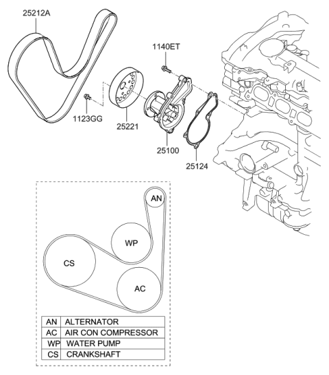 2014 Hyundai Tucson Pump Sub Assembly-Coolant Diagram for 25110-2G500