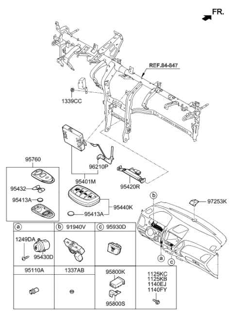 2014 Hyundai Tucson Body Control Module W/ Smart Key Antenna Diagram for 95400-2SEB0