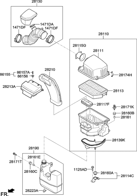 2014 Hyundai Tucson Insulator-Air Cleaner Body Diagram for 28160-2S000
