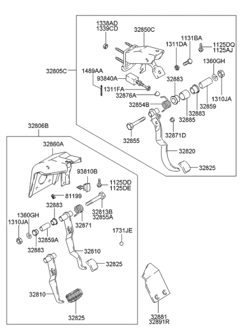2006 Hyundai Accent Clutch & Brake Pedal Diagram