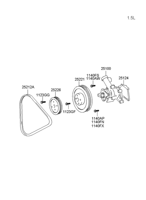1999 Hyundai Accent Pulley-Power Steering Diagram for 25226-22610