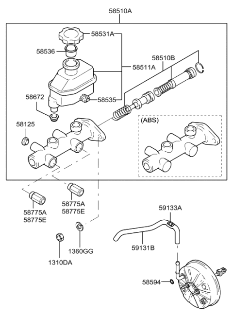 2003 Hyundai Accent Cylinder Assembly-Brake Master Diagram for 58510-25000