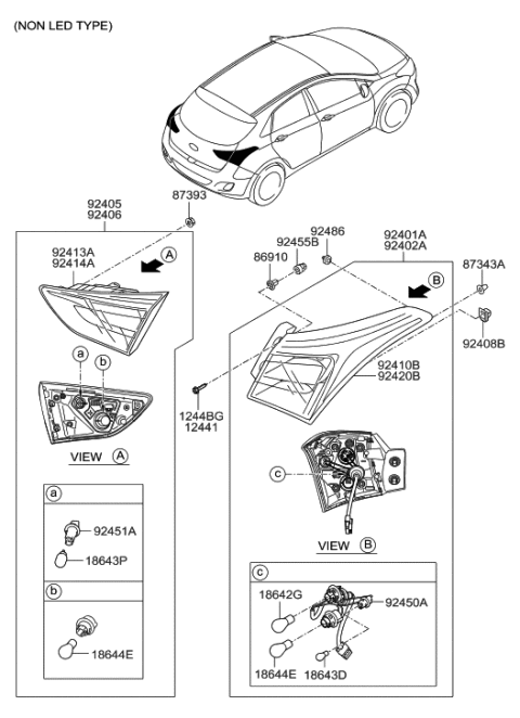 2013 Hyundai Elantra GT Lamp Assembly-Rear Combination Inside,LH Diagram for 92403-A5000