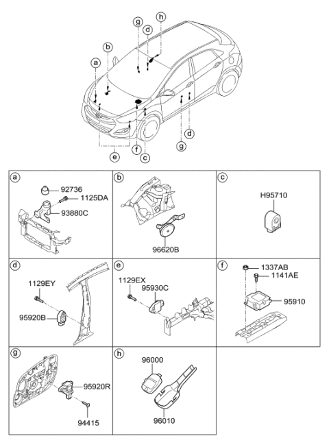 2014 Hyundai Elantra GT Sensor Assembly-Pressure Side Impact Diagram for 95920-A3000