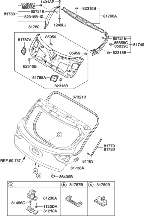 2014 Hyundai Elantra GT Handle Assembly-Tail Gate Outside Diagram for 81260-A5000