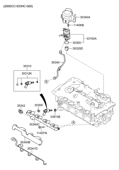 2013 Hyundai Elantra GT Throttle Body & Injector Diagram 4