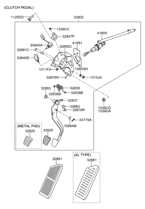 2014 Hyundai Elantra GT Brake & Clutch Pedal Diagram 2