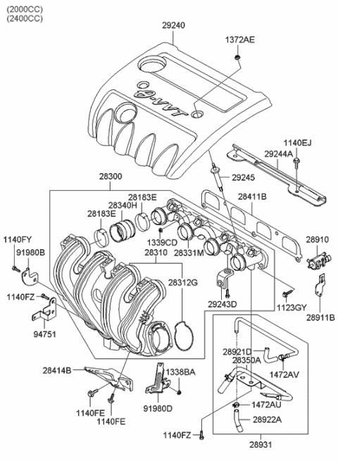 2005 Hyundai Sonata Intake Manifold Diagram