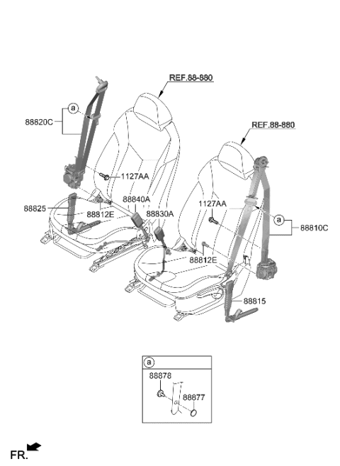 2021 Hyundai Veloster Front Seat Belt Diagram