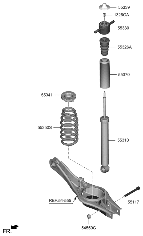 2020 Hyundai Veloster Rear Shock Absorber Assembly Diagram for 55310-J3AA0
