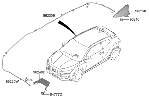 2021 Hyundai Veloster Feeder Cable-Antenna Floor No.1 Diagram for 96230-J3600